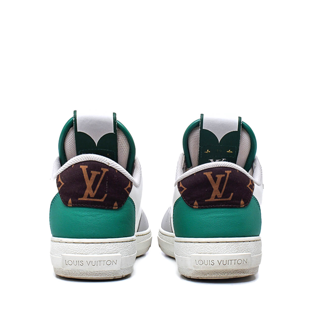 Louis Vuitton - White & Green Leather Charlie Sneakers